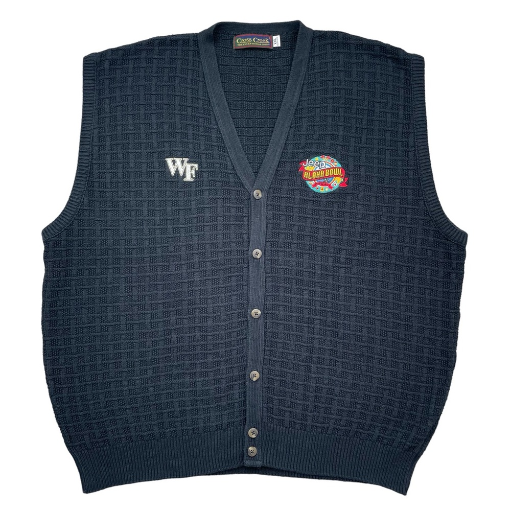VTG 90s Wake Forest Football Jeep Aloha Bowl Christmas Cardigan Sweater Vest 2XL